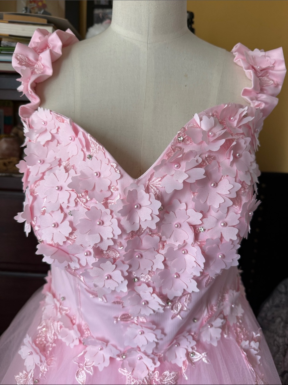 Pink Floral Tulle Dress - Sweet 16 or Quinceañera Gown